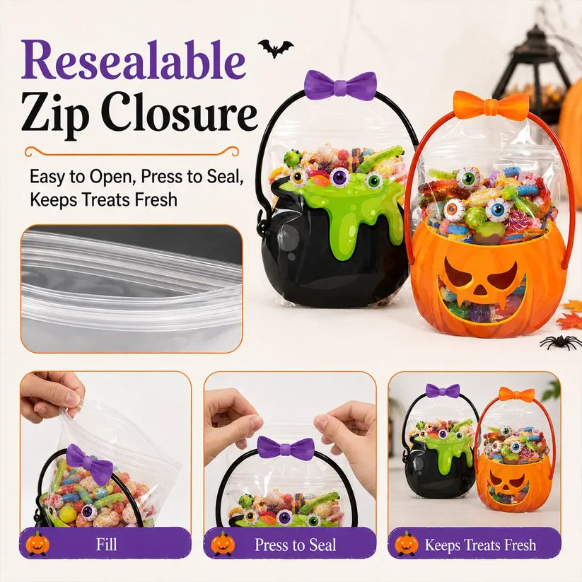 🎃Halloween Plastic Goodie Bags, Trick or Treat Candy Bags 👻