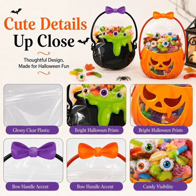 🎃Halloween Plastic Goodie Bags, Trick or Treat Candy Bags 👻