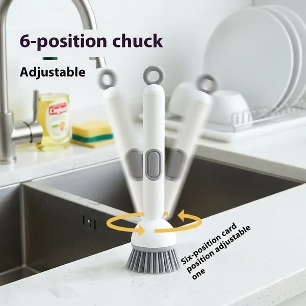 ✨6-in-1 Rotatable Dish Brush with Detergent Dispenser