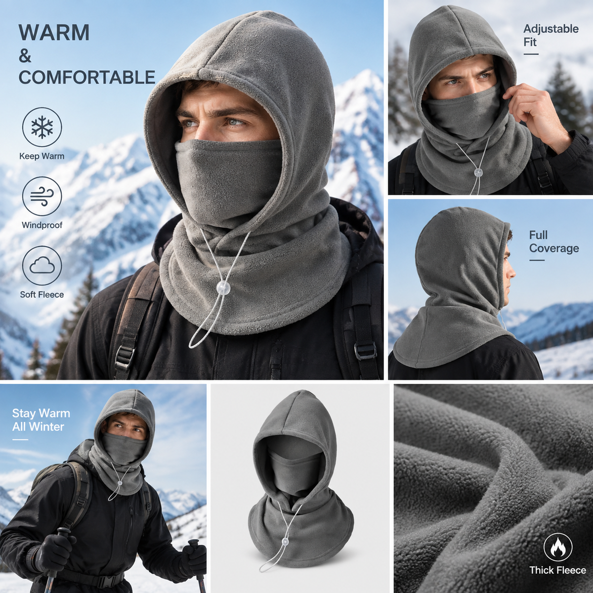 🔥2-in-1 Flannel Face Mask & Hat, Windproof Warm for Cycling, Autumn Winter